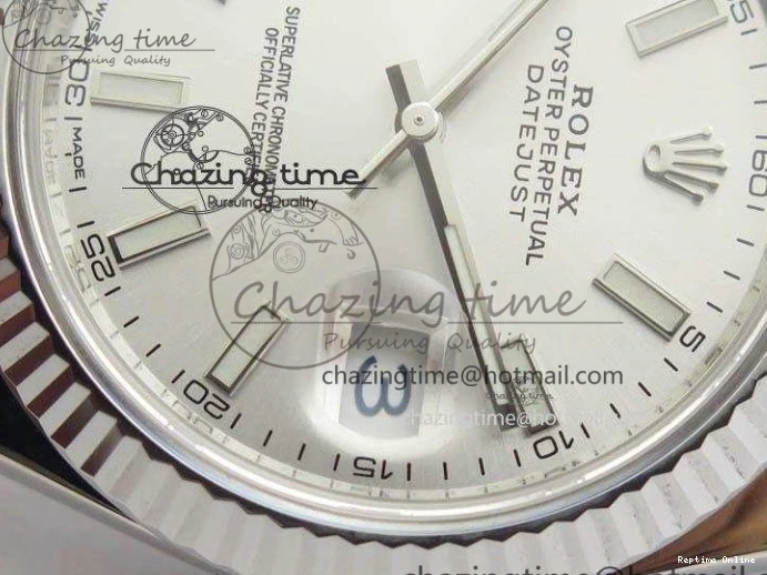 0406 EasyCare DateJust 41mm 126334 Noob 1:1 Best Edition Fluted Bezel Silver Dial On SS Oyster Bracelet A 3588